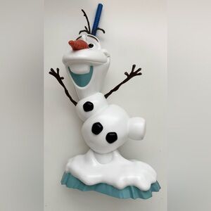 Disney Parks Frozen Olaf Souvenir Cup w/ Lid/Blue Straw - 12” - Never used